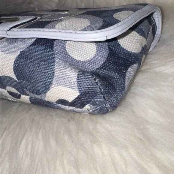 COACH Kristin Sequin Op Art Canvas Large Wristlet in blue denim - Picture 11 of 11